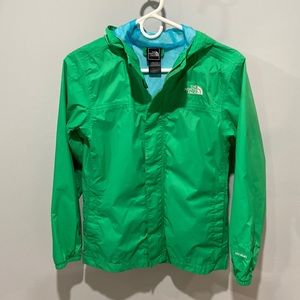 The North Face girls size L (14/16) green Hyvent hooded rain jacket